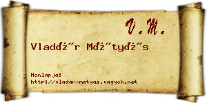 Vladár Mátyás névjegykártya