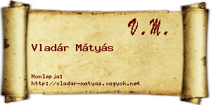 Vladár Mátyás névjegykártya
